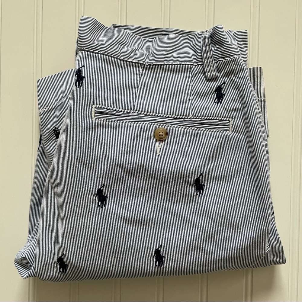 POLO Ralph Lauren  Seersucker  “All Over” Polo Pony Flat Front Shorts!   30 - Picture 9 of 10